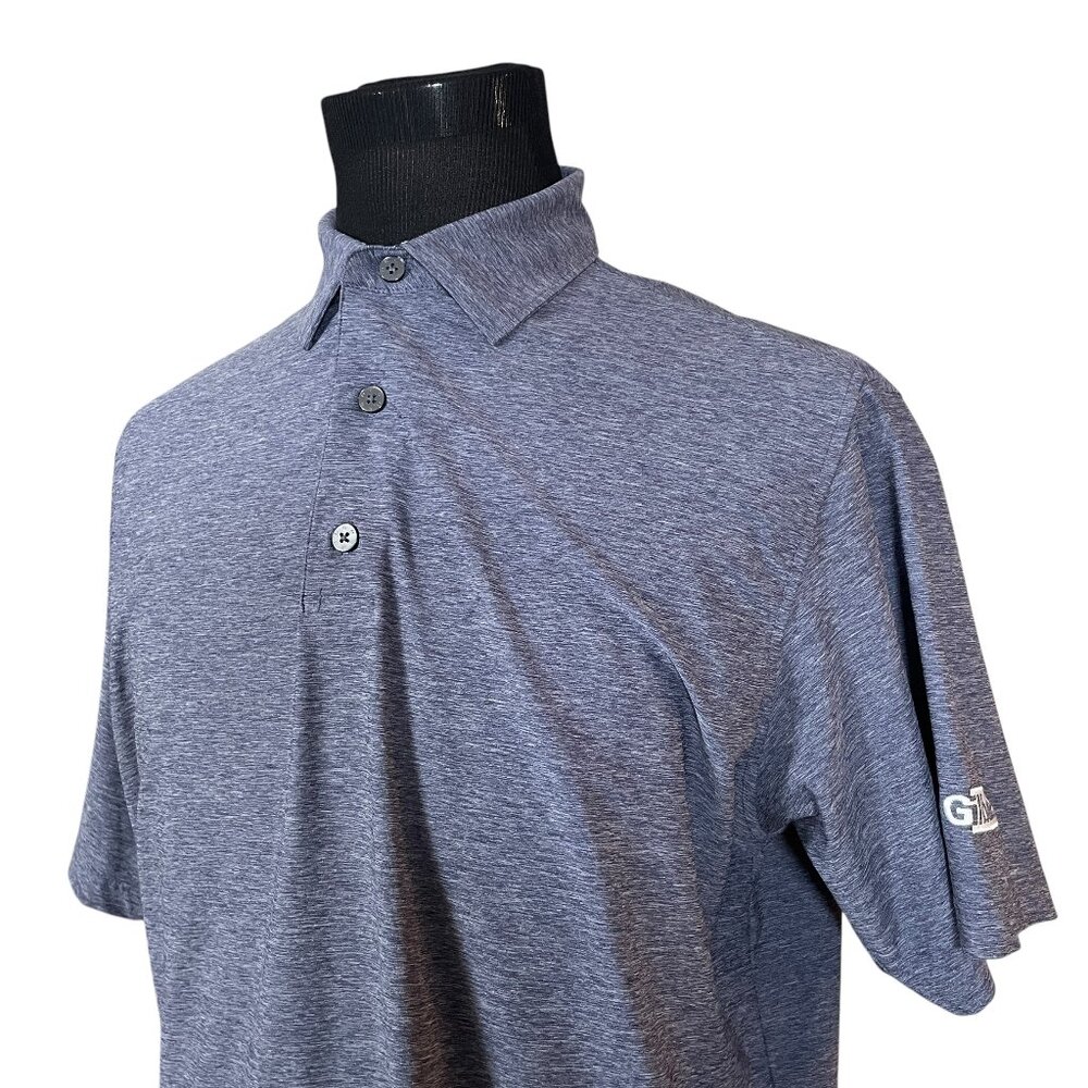 FJ FootJoy Men's Blue Heather Short Sleeve Golf Polo Shirt Medium Gilbane